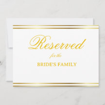 Modern Elegant Guld Skrift Bröllop Reserverad Skyl