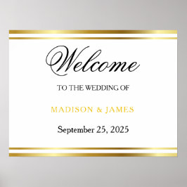 Modern Elegant Guld Skrift Bröllop Välkommen Poster