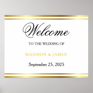 Modern Elegant Guld Skrift Bröllop Välkommen Poster