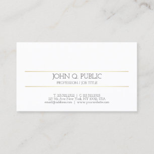 Modern Elegant Guld stripe White Minimum Plain Visitkort