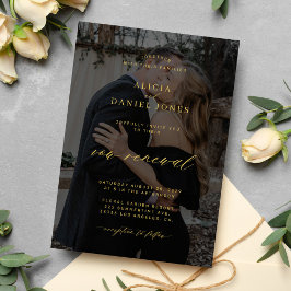 Modern elegant guld svart bröllop - förnyelse inbjudningar