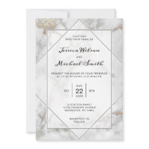 Modern Elegant Guld Svarta och vita Marble Bröllop