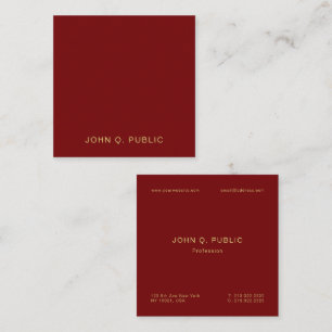 Modern Elegant Guld Text Burgunderröd Lyxig Silke Fyrkantigt Visitkort