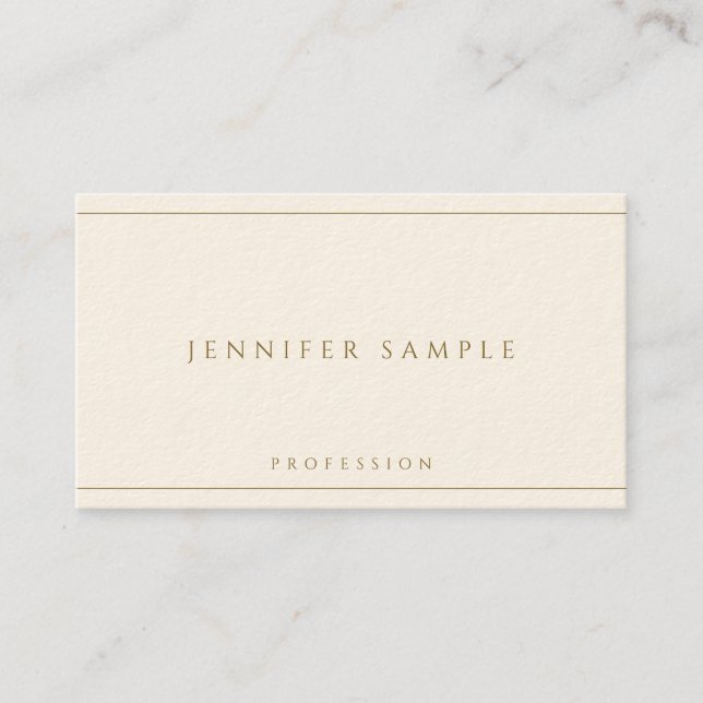 Modern Elegant Guld Text Lyxig Signatur Kräm Visitkort (Framsida)