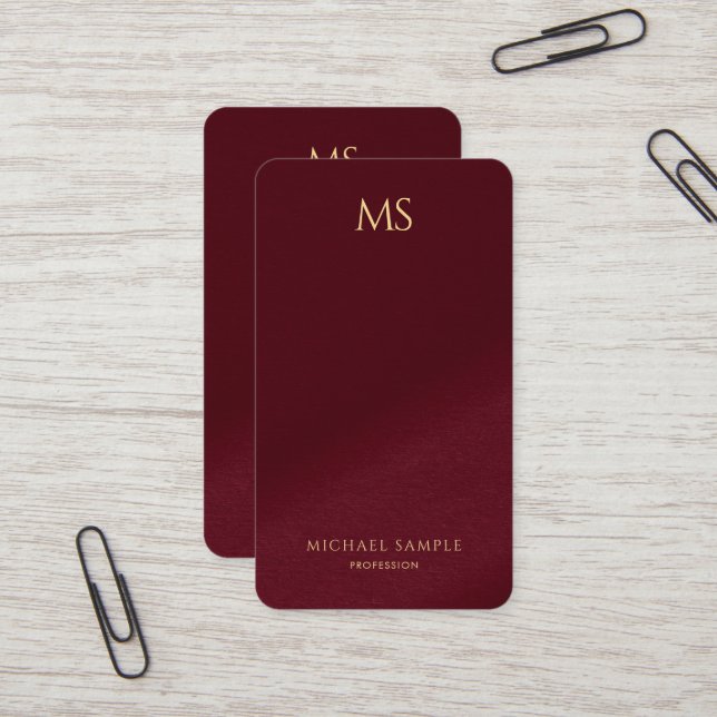 Modern Elegant Guld Text Monogram Vertikal Lyx Visitkort (Fram/Back In Situ)