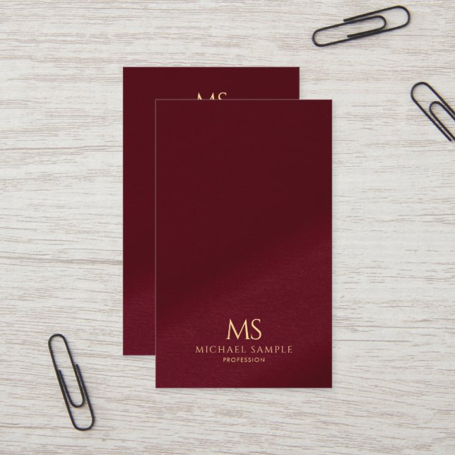 Modern Elegant Guld Text Monogram Vertikal Oceanie Visitkort (Fram/Back In Situ)