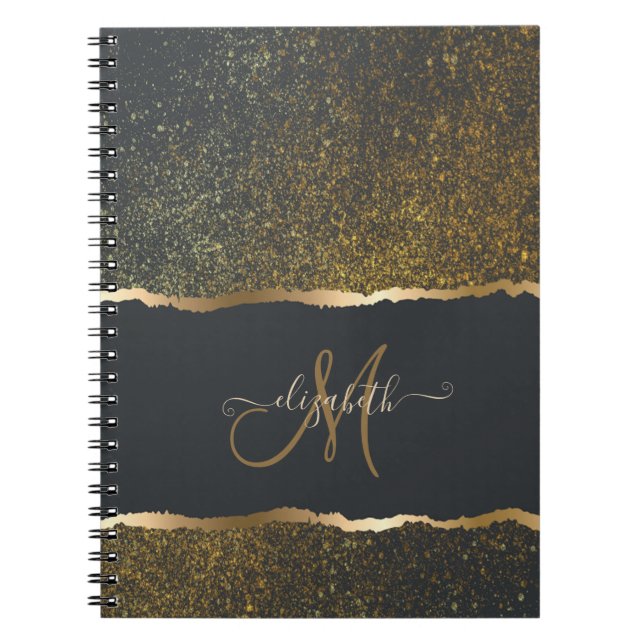 Modern Elegant Guld Touch Monogram Anteckningsbok (Framsidan)