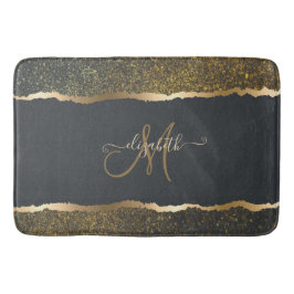 Modern Elegant Guld Touch Monogram Badrumsmatta