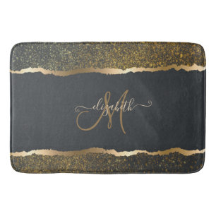 Modern Elegant Guld Touch Monogram Badrumsmatta