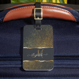 Modern Elegant Guld Touch Monogram Bagagebricka