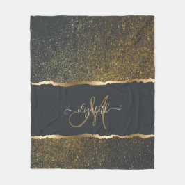 Modern Elegant Guld Touch Monogram Fleecefilt