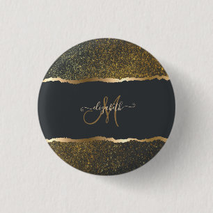 Modern Elegant Guld Touch Monogram Knapp