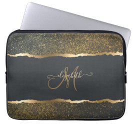 Modern Elegant Guld Touch Monogram Laptop Fodral