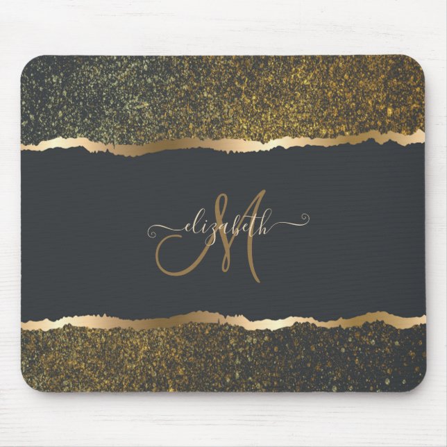 Modern Elegant Guld Touch Monogram Musmatta (Framsidan)