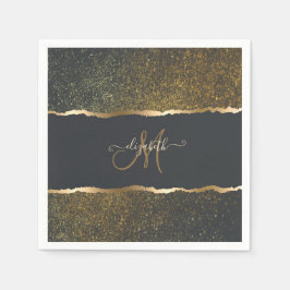 Modern Elegant Guld Touch Monogram Pappersservett
