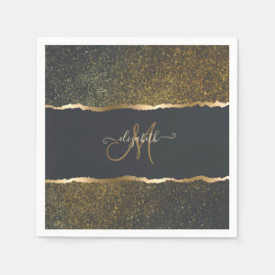 Modern Elegant Guld Touch Monogram Pappersservett