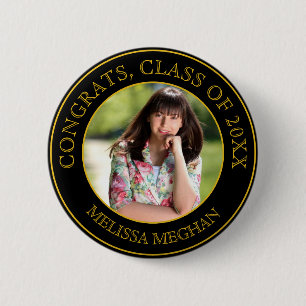 Modern Elegant Guld Typography Student Photo Gift Knapp