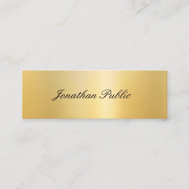Modern Elegant Guld Utseende Kalligrafi Skript Tre Mini Visitkort (Framsida)