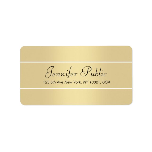 Modern Elegant Guld White Script Namn Adress Adressetikett (Framsidan)