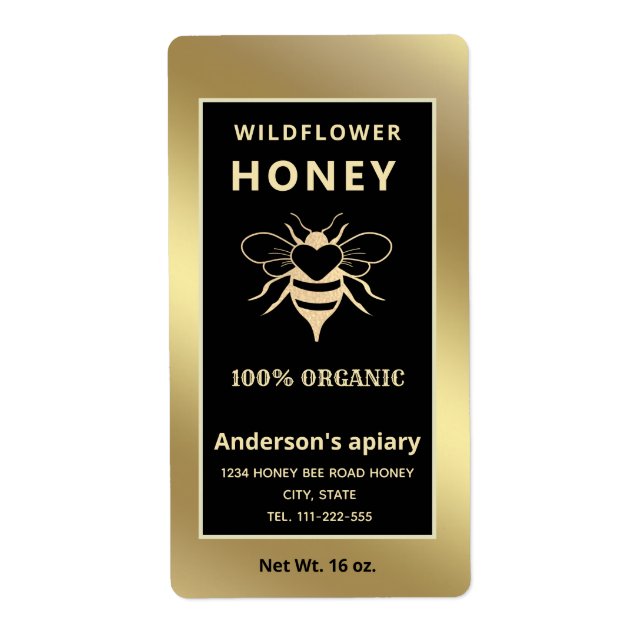 Modern elegant guldlogotyp honungsburk fraktsedel (Framsidan)