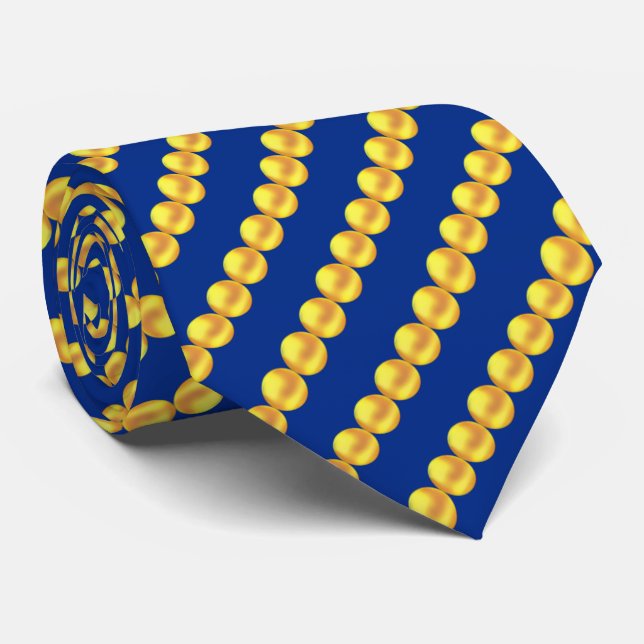 Modern Elegant Guldprickiga Ränder på Blå Slips (Rullad)