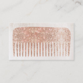 Modern Elegant Hair Salon Ro Guld Sequins Comb Visitkort