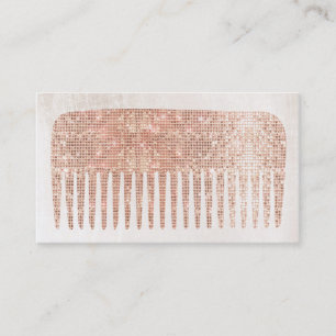 Modern Elegant Hair Salon Ro Guld Sequins Comb Visitkort