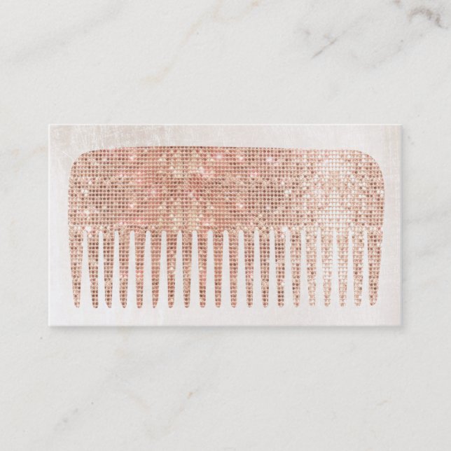 Modern Elegant Hair Salon Ro Guld Sequins Comb Visitkort (Framsida)