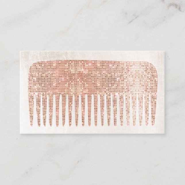 Modern Elegant Hair Salon Ro Guld Sequins Comb Visitkort (Framsida)