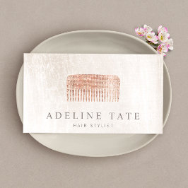 Modern Elegant Hair Stylist Ro Guld Sequin Comb Visitkort