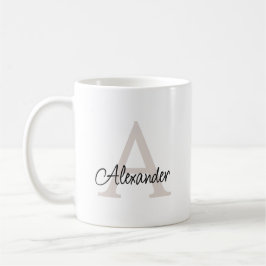 Modern Elegant Handskriven Monogram & Namn Kaffemugg