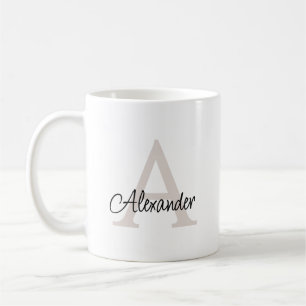 Modern Elegant Handskriven Monogram & Namn Kaffemugg