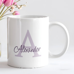 Modern Elegant Handskriven Monogram & Namn Kaffemugg