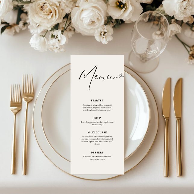 Modern Elegant Handstil Bröllopsmiddag  Meny (Skapare uppladdad)