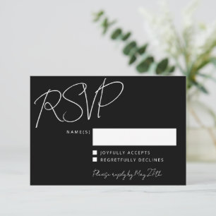 Modern Elegant Handwrite Black Chic Bröllop OSA Kort