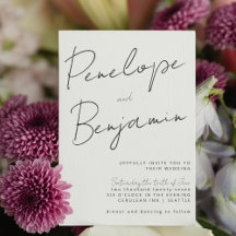 Modern Elegant Handwrite Black White Bröllop