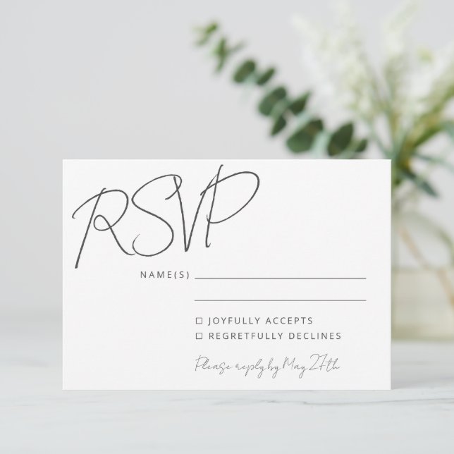 Modern Elegant Handwrite White Chic Bröllop OSA Kort (Stående Fram)