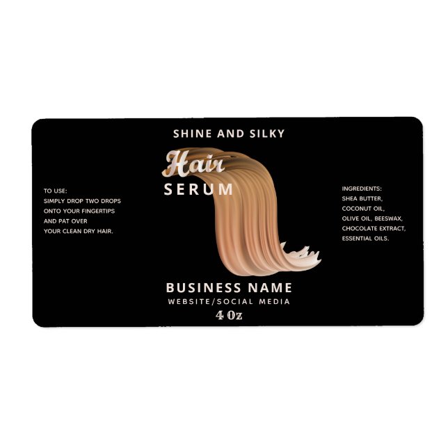 Modern elegant hårserumetikett fraktsedel (Framsidan)