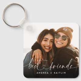 Modern Elegant Heart-skript Bestkompisar BFF-foto Nyckelring