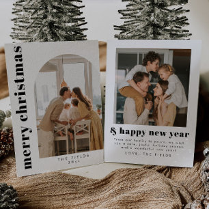 Modern Elegant-Helgdag för fotofamilj Julkort