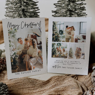 Modern Elegant - Helgdag - fotofamilj för julkort Inbjudningar