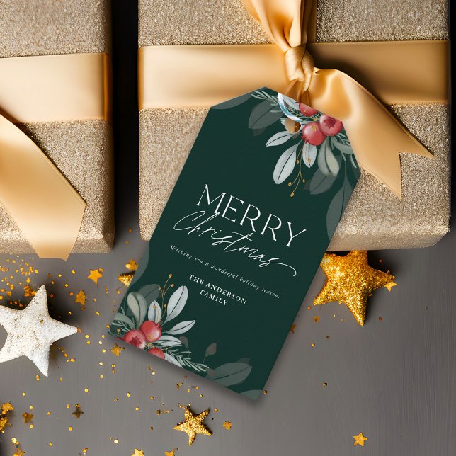 Modern Elegant Helgdag Greenery God jul Presentetikett (Skapare uppladdad)