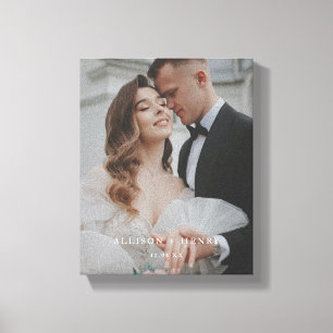 Modern Elegant Helt Foto Anpassad Bröllop Canvastryck