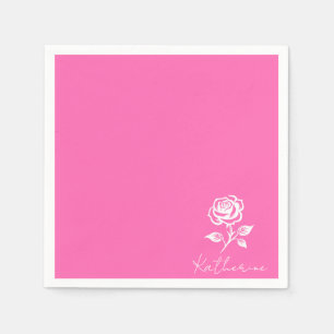 Modern Elegant Hetero Rosa Och Ros Anpassat Namn Pappersservett