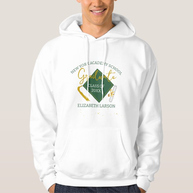 Modern Elegant, högre Grönt, Studenten Hoodie (Framsida)