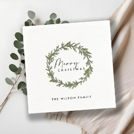 MODERN ELEGANT HOLLY BERRY WREATH CHRISTMAS PAPPERSSERVETT