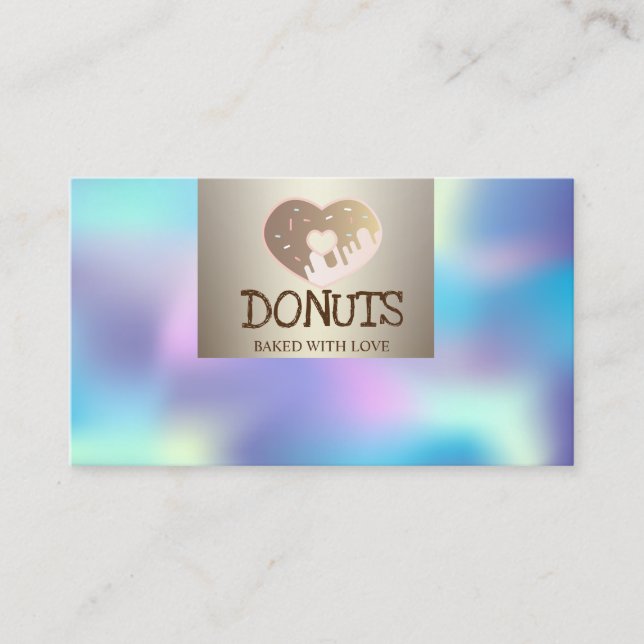 Modern Elegant,Holografi,Donuts,Bakery Visitkort (Framsida)