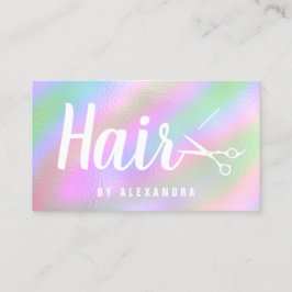 Modern elegant holografisk hårstylist-sax visitkort