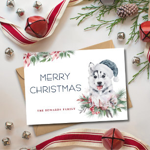 Modern Elegant Husky Hund God jul Julkort