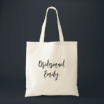 Modern Elegant i Bridesmaid Personlig Tygkasse<br><div class="desc">Personlig Elegant Modern Tote Bag. Anpassa med ditt eget namn.</div>